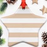 Horizontal Stripes - White and Pastel Brown Star Ornament (Two Sides)