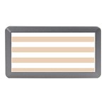 Horizontal Stripes - White and Pastel Brown Memory Card Reader (Mini)