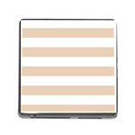 Horizontal Stripes - White and Pastel Brown Memory Card Reader (Square)