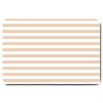 Horizontal Stripes - White and Pastel Brown Large Doormat
