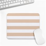 Horizontal Stripes - White and Pastel Brown Small Mousepad