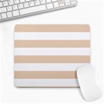 Horizontal Stripes - White and Pastel Brown Large Mousepad