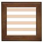 Horizontal Stripes - White and Pastel Brown Framed Tile