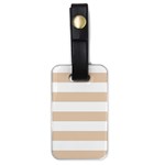 Horizontal Stripes - White and Pastel Brown Luggage Tag (One Side)