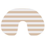 Horizontal Stripes - White and Pastel Brown Travel Neck Pillow