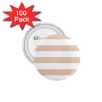 Horizontal Stripes - White and Pastel Brown 1.75  Button (100 pack)
