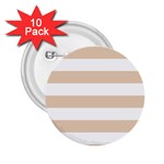 Horizontal Stripes - White and Pastel Brown 2.25  Button (10 pack)