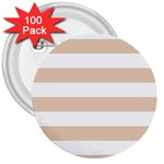 Horizontal Stripes - White and Pastel Brown 3  Button (100 pack)
