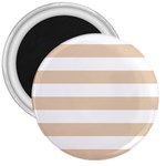 Horizontal Stripes - White and Pastel Brown 3  Magnet