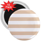 Horizontal Stripes - White and Pastel Brown 3  Magnet (10 pack)
