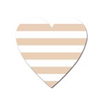 Horizontal Stripes - White and Pastel Brown Magnet (Heart)