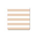 Horizontal Stripes - White and Pastel Brown Magnet (Square)