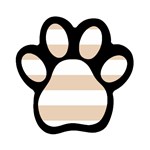Horizontal Stripes - White and Pastel Brown Magnet (Paw Print)