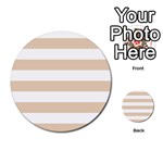 Horizontal Stripes - White and Pastel Brown Multi-purpose Cards (Round)