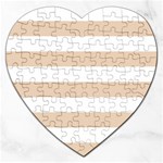 Horizontal Stripes - White and Pastel Brown Jigsaw Puzzle (Heart)
