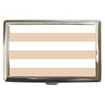 Horizontal Stripes - White and Pastel Brown Cigarette Money Case