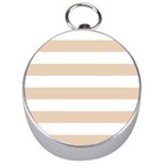 Horizontal Stripes - White and Pastel Brown Silver Compass