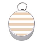 Horizontal Stripes - White and Pastel Brown Silver Compass (Mini)