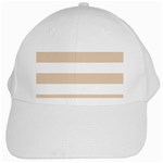 Horizontal Stripes - White and Pastel Brown White Cap