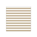 Horizontal Stripes - White and Khaki Brown Satin Bandana Scarf