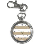 Horizontal Stripes - White and Khaki Brown Key Chain Watch