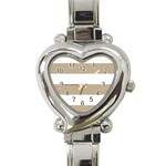 Horizontal Stripes - White and Khaki Brown Heart Italian Charm Watch