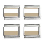 Horizontal Stripes - White and Khaki Brown 9mm Italian Charm (4 pack)