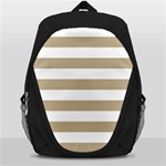 Horizontal Stripes - White and Khaki Brown Backpack Bag