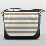 Horizontal Stripes - White and Khaki Brown Messenger Bag