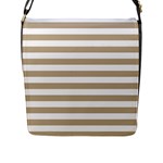 Horizontal Stripes - White and Khaki Brown Flap Closure Messenger Bag (L)