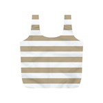 Horizontal Stripes - White and Khaki Brown Full Print Recycle Bag (S)