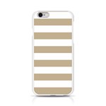 Horizontal Stripes - White and Khaki Brown Apple iPhone 6/6S Silicone Case (Transparent)