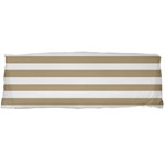Horizontal Stripes - White and Khaki Brown Body Pillow Case (Dakimakura) (One Side)