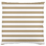 Horizontal Stripes - White and Khaki Brown Large Cushion Case (One Side)