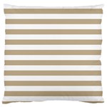 Horizontal Stripes - White and Khaki Brown Standard Flano Cushion Case (One Side)
