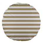 Horizontal Stripes - White and Khaki Brown Large 18  Premium Flano Round Cushion