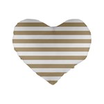 Horizontal Stripes - White and Khaki Brown Standard 16  Premium Heart Shape Cushion