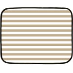 Horizontal Stripes - White and Khaki Brown Double Sided Fleece Blanket (Mini)
