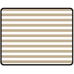 Horizontal Stripes - White and Khaki Brown Fleece Blanket (Medium) (One Side)