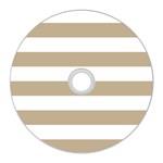 Horizontal Stripes - White and Khaki Brown CD Wall Clock