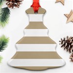 Horizontal Stripes - White and Khaki Brown Christmas Tree Ornament (Two Sides)