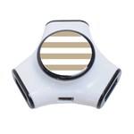 Horizontal Stripes - White and Khaki Brown Portable USB Hub (One Side)
