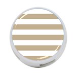 Horizontal Stripes - White and Khaki Brown 4-Port USB Hub (One Side)