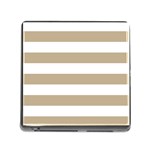Horizontal Stripes - White and Khaki Brown Memory Card Reader (Square)