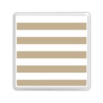Horizontal Stripes - White and Khaki Brown Memory Card Reader with Storage (Square)