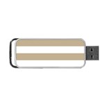 Horizontal Stripes - White and Khaki Brown Portable USB Flash (One Side)
