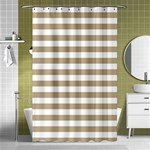 Horizontal Stripes - White and Khaki Brown Shower Curtain 48  x 72  (Small)