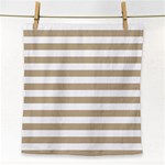 Horizontal Stripes - White and Khaki Brown Face Towel
