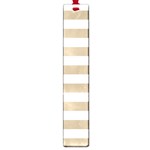 Horizontal Stripes - White and Khaki Brown Large Book Mark