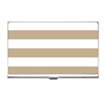 Horizontal Stripes - White and Khaki Brown Business Card Holder